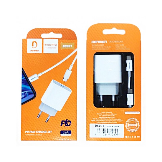 Denmen Home Charger DC06T 20W Cable Type-c to Type-c White Denmen Home Charger DC06T 20W Cable Type-c to Type-c White